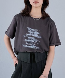 スカーフ付き手書き風ロゴプリント半袖Tシャツ