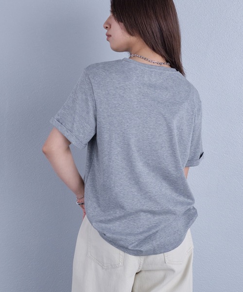 murea(ミュレア)の「スカーフ付き手書き風ロゴプリント半袖Tシャツ(Tシャツ/カットソー・レディース・チャコールグレー/グレー/ホワイト・FREE)」の13枚目の写真