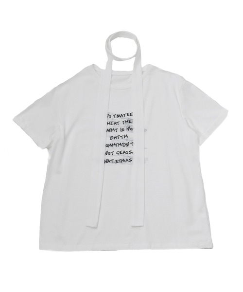 murea(ミュレア)の「スカーフ付き手書き風ロゴプリント半袖Tシャツ(Tシャツ/カットソー・レディース・チャコールグレー/グレー/ホワイト・FREE)」の20枚目の写真