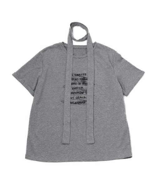 murea(ミュレア)の「スカーフ付き手書き風ロゴプリント半袖Tシャツ(Tシャツ/カットソー・レディース・チャコールグレー/グレー/ホワイト・FREE)」の21枚目の写真