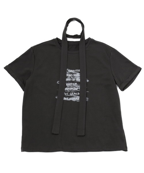 murea(ミュレア)の「スカーフ付き手書き風ロゴプリント半袖Tシャツ(Tシャツ/カットソー・レディース・チャコールグレー/グレー/ホワイト・FREE)」の22枚目の写真