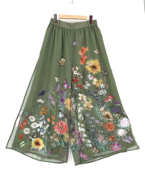 562224：花柄シフォン×花柄生地 3D風パンツ（その他パンツ）｜iS
