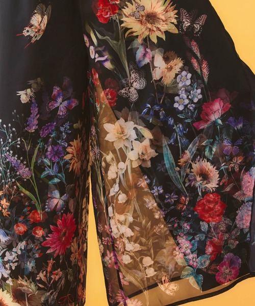 iS ScoLar(イズスカラー)の「562224:花柄シフォン×花柄生地 3D風パンツ(その他パンツ・レディース・グリーン/ブラック/アイボリー・M)」の9枚目の写真