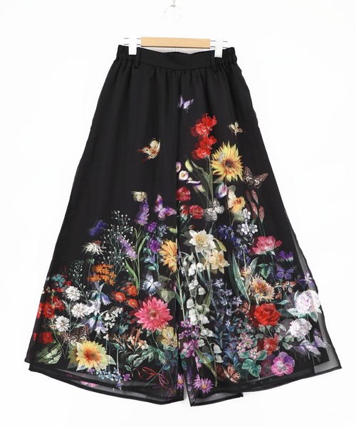 iS ScoLar(イズスカラー)の「562224:花柄シフォン×花柄生地 3D風パンツ(その他パンツ・レディース・グリーン/ブラック/アイボリー・M)」の11枚目の写真