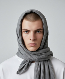 BORN SLIPPY（ボーンスリッピー）の「Crystal Stud Drift Scarf (Ash Fog)（バンダナ/スカーフ）」
