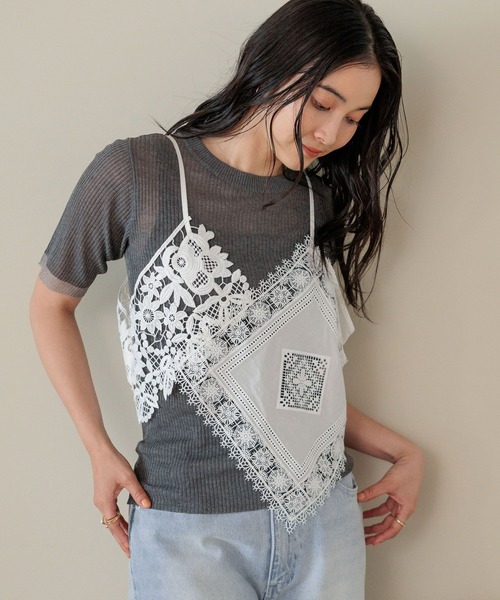 studio CLIP(スタディオクリップ)の「【daily CLIP】シャリシアーニットショートスリーブプルオーバー(Tシャツ/カットソー・レディース・スカイブルー/アイボリー/チャコール・FREE)」の5枚目の写真
