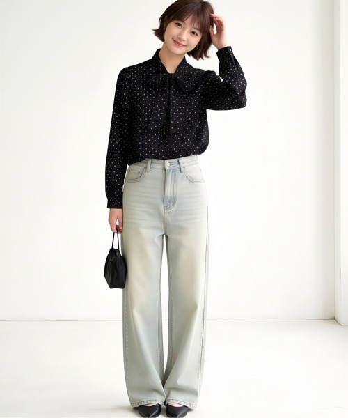 Sew loop(ソーループ)の「ドット柄ボータイブラウス(シャツ/ブラウス・レディース・ブラック/オフホワイト/ネイビー・FREE)」の20枚目の写真