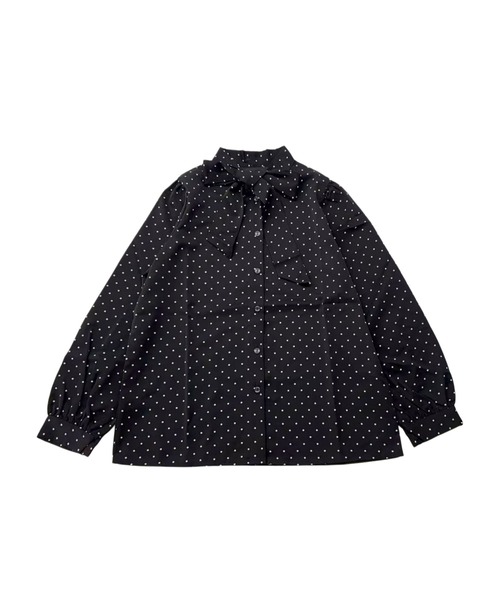 Sew loop(ソーループ)の「ドット柄ボータイブラウス(シャツ/ブラウス・レディース・ブラック/オフホワイト/ネイビー・FREE)」の6枚目の写真