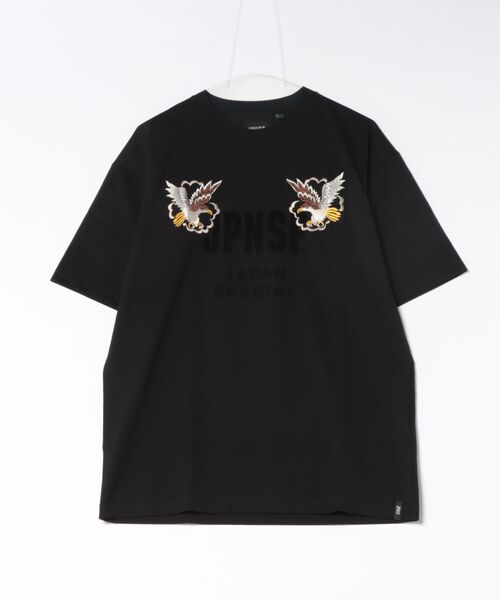 TAION(タイオン)の「【TAION】 JPNSP ノンダウン ジャパンスペシャル フロント鷹刺繍 Tシャツ(Tシャツ/カットソー・メンズ・ホワイト系1/オレンジ系その他/ブラック・2/3)」の3枚目の写真