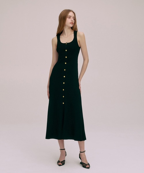 EIMY ISTOIRE（エイミーイストワール）の「ASSIETTE BUTTON KNIT DRESS（ワンピース・レディース・ブラック/バーガンディー/ベージュ・38/36）」の7枚目の写真