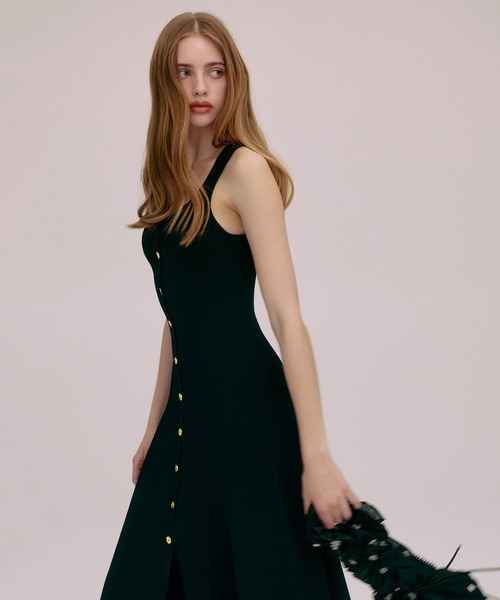 EIMY ISTOIRE（エイミーイストワール）の「ASSIETTE BUTTON KNIT DRESS（ワンピース・レディース・ブラック/バーガンディー/ベージュ・38/36）」の12枚目の写真
