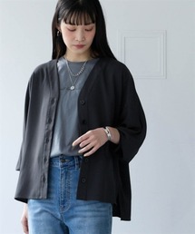 nissen | 【しわシャキ】裾スリットシャツカーディガン(防しわ・形態安定・接触冷感・UVカット)<大きいサイズ有>(カーディガン/ボレロ)