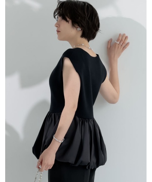 MEISM（ミズム）の「[2026 SUMMER COLLECTION][MEISM by Re:EDIT][MEISM by Re:EDIT]バルーンペプラムドッキングニットトップス（ベスト・レディース・ブラック/アイボリー/ネイビー・LARGE/MEDIUM）」の4枚目の写真