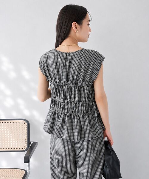 CRAFT STANDARD BOUTIQUE(クラフトスタンダードブティック)の「サッカーチェックブラウス(シャツ/ブラウス・レディース・ライトブルー/グレー・FREE)」の7枚目の写真
