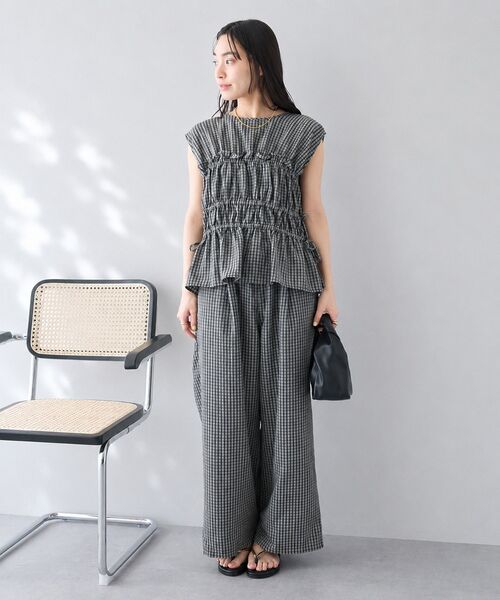 CRAFT STANDARD BOUTIQUE(クラフトスタンダードブティック)の「サッカーチェックブラウス(シャツ/ブラウス・レディース・ライトブルー/グレー・FREE)」の9枚目の写真