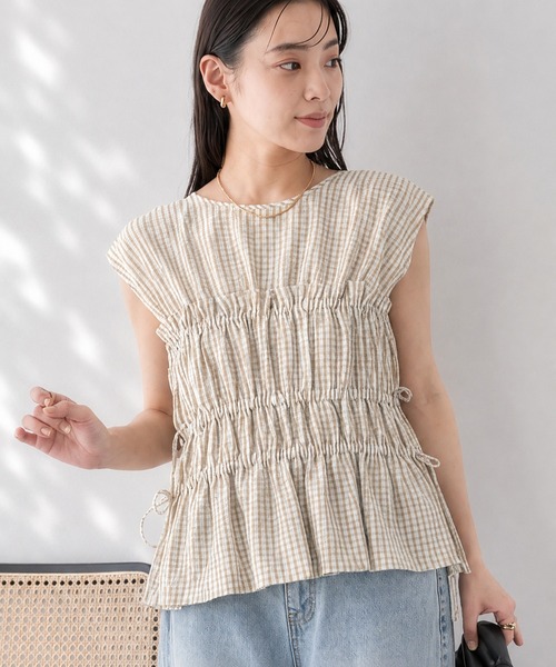 CRAFT STANDARD BOUTIQUE(クラフトスタンダードブティック)の「サッカーチェックブラウス(シャツ/ブラウス・レディース・ライトブルー/グレー・FREE)」の1枚目の写真