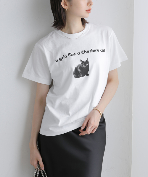 La TOTALITE(ラトータリテ)の「REGENCY WORKS/リージェンシー ワークス CAT Tシャツ(Tシャツ/カットソー・レディース・チャコールグレー/ホワイト・FREE)」の2枚目の写真