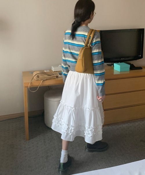 HAILY(ヘイリー)の「ミニフリル切替ティアードミモレ丈スカート(スカート・レディース・ブラック/ホワイト・FREE)」の20枚目の写真