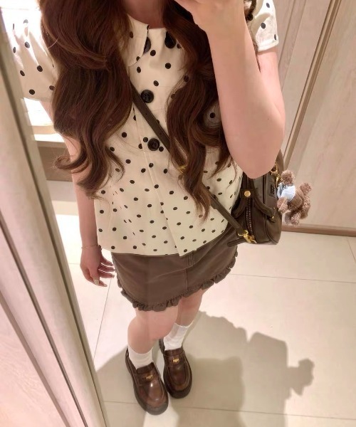 LAMPOON（ランプーン）の「ドットダブルボタンブラウス（シャツ/ブラウス・レディース・ホワイト・SMALL/MEDIUM/LARGE）」の5枚目の写真
