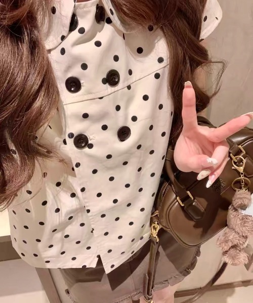LAMPOON（ランプーン）の「ドットダブルボタンブラウス（シャツ/ブラウス・レディース・ホワイト・SMALL/MEDIUM/LARGE）」の6枚目の写真