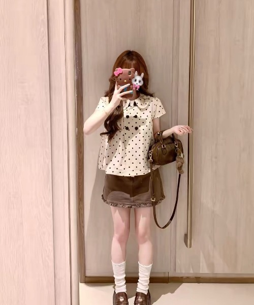 LAMPOON（ランプーン）の「ドットダブルボタンブラウス（シャツ/ブラウス・レディース・ホワイト・SMALL/MEDIUM/LARGE）」の7枚目の写真