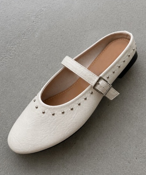 Rohwel（ローウェル）の「Stud ballet Shoes / スタッズバレエシューズ（サンダル・レディース・ブラック/ホワイト・MEDIUM/SMALL/LARGE）」の5枚目の写真