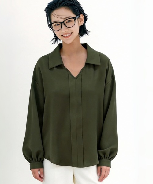 On One's Own(オンワンズオン)の「On One's Own スキッパー風デザイン&ボリュームスリーブブラウス 長袖(シャツ/ブラウス・レディース・オリーブ/グレー/ブラック・FREE)」の17枚目の写真