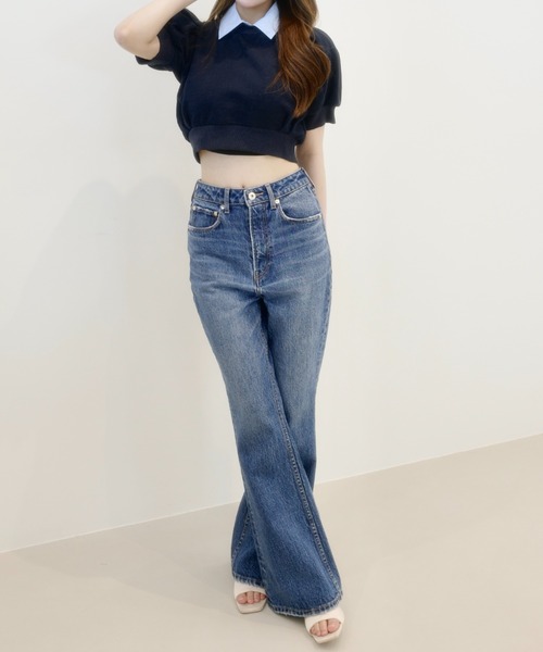 EIMY ISTOIRE(エイミーイストワール)の「STRECH FLARE DENIM(デニムパンツ・レディース・ブルー/ライトブルー・23/22/25/24)」の10枚目の写真