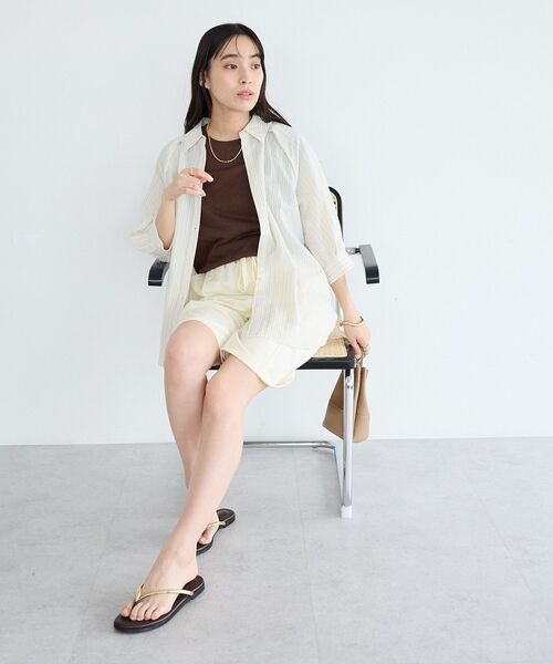 CRAFT STANDARD BOUTIQUE（クラフトスタンダードブティック）の「洗える ストール付きノースリーブニットプルオーバー【洗濯機OK】（ニット/セーター・レディース・ライトグリーン/ブラウン/オフホワイト・FREE）」の16枚目の写真