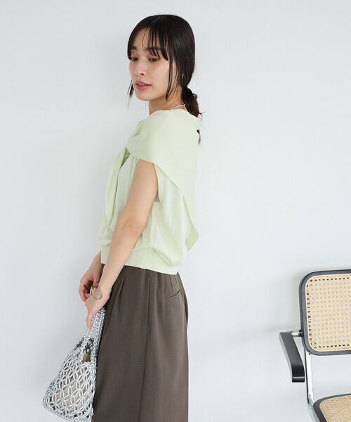 CRAFT STANDARD BOUTIQUE（クラフトスタンダードブティック）の「洗える ストール付きノースリーブニットプルオーバー【洗濯機OK】（ニット/セーター・レディース・ライトグリーン/ブラウン/オフホワイト・FREE）」の13枚目の写真