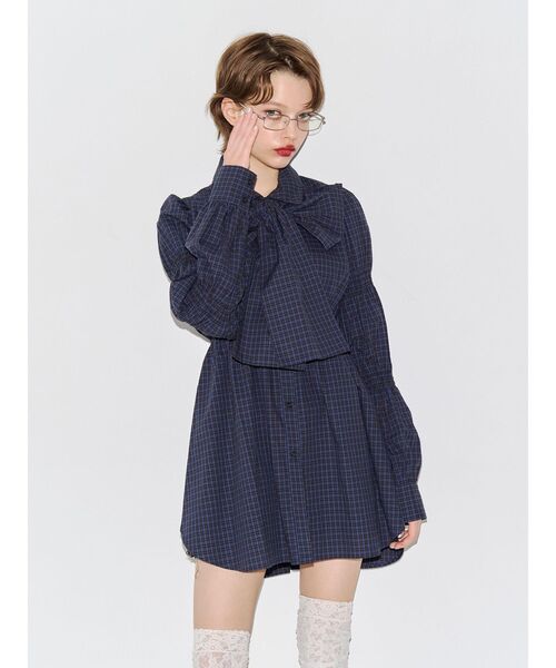 jouetie(ジュエティ)の「マムルークスリーブビッグリボンチュニックシャツ(シャツ/ブラウス・レディース・ネイビー/ブルー/オフホワイト・FREE)」の5枚目の写真