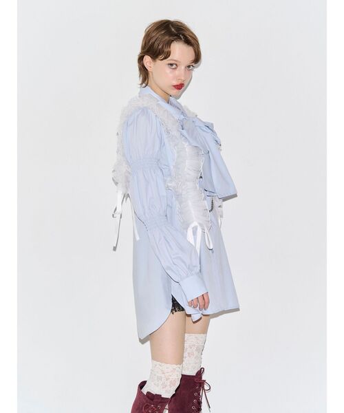 jouetie(ジュエティ)の「マムルークスリーブビッグリボンチュニックシャツ(シャツ/ブラウス・レディース・ネイビー/ブルー/オフホワイト・FREE)」の15枚目の写真