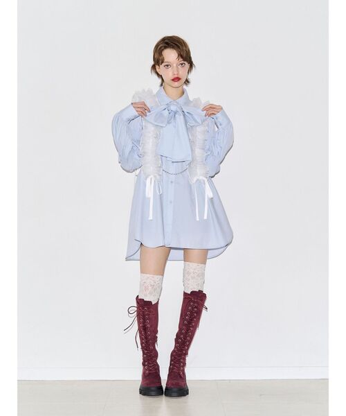 jouetie(ジュエティ)の「マムルークスリーブビッグリボンチュニックシャツ(シャツ/ブラウス・レディース・ネイビー/ブルー/オフホワイト・FREE)」の18枚目の写真