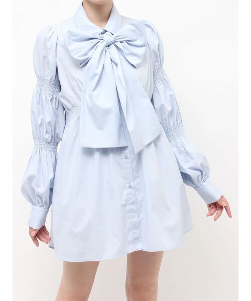 jouetie(ジュエティ)の「マムルークスリーブビッグリボンチュニックシャツ(シャツ/ブラウス・レディース・ネイビー/ブルー/オフホワイト・FREE)」の12枚目の写真