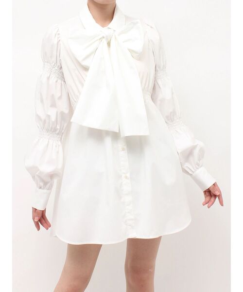 jouetie(ジュエティ)の「マムルークスリーブビッグリボンチュニックシャツ(シャツ/ブラウス・レディース・ネイビー/ブルー/オフホワイト・FREE)」の14枚目の写真