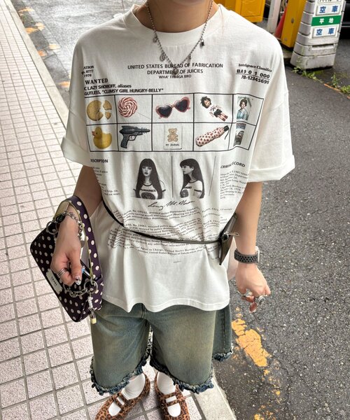 CIAOPANIC(チャオパニック)の「【2サイズ展開】カワイイプリントTEE(Tシャツ/カットソー・レディース・ネイビー/ホワイト/グリーン/ブルー/オフホワイト/ミント・FREE/X-SMALL)」の2枚目の写真