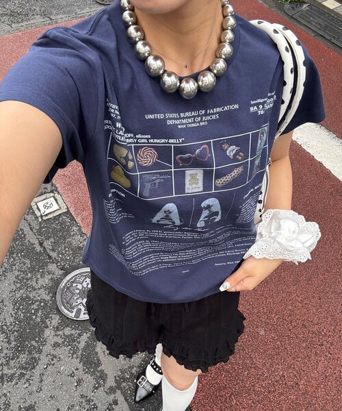 CIAOPANIC(チャオパニック)の「【2サイズ展開】カワイイプリントTEE(Tシャツ/カットソー・レディース・ネイビー/ホワイト/グリーン/ブルー/オフホワイト/ミント・FREE/X-SMALL)」の6枚目の写真