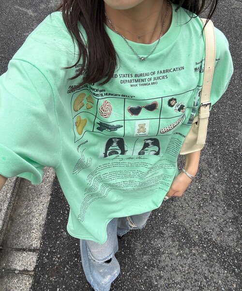 CIAOPANIC(チャオパニック)の「【2サイズ展開】カワイイプリントTEE(Tシャツ/カットソー・レディース・ネイビー/ホワイト/グリーン/ブルー/オフホワイト/ミント・FREE/X-SMALL)」の17枚目の写真