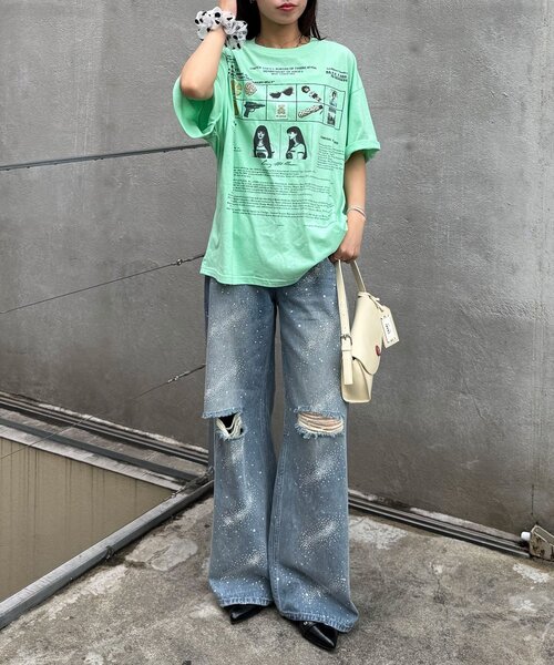 CIAOPANIC(チャオパニック)の「【2サイズ展開】カワイイプリントTEE(Tシャツ/カットソー・レディース・ネイビー/ホワイト/グリーン/ブルー/オフホワイト/ミント・FREE/X-SMALL)」の21枚目の写真