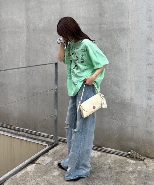CIAOPANIC(チャオパニック)の「【2サイズ展開】カワイイプリントTEE(Tシャツ/カットソー・レディース・ネイビー/ホワイト/グリーン/ブルー/オフホワイト/ミント・FREE/X-SMALL)」の13枚目の写真
