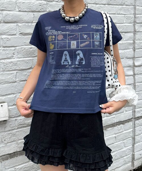 CIAOPANIC(チャオパニック)の「【2サイズ展開】カワイイプリントTEE(Tシャツ/カットソー・レディース・ネイビー/ホワイト/グリーン/ブルー/オフホワイト/ミント・FREE/X-SMALL)」の7枚目の写真