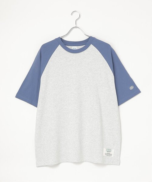 NO NEED（ノーニード）の「DISCUS ATHLETIC ラグラン配色ワイドTシャツ（Tシャツ/カットソー・メンズ・チャコール/ブルー・ﾌﾘ-）」の4枚目の写真