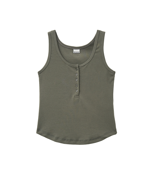 RENSE(レンセ)の「Button Henley Neck Sleeveless Khaki(Tシャツ/カットソー・レディース・その他・OS)」の3枚目の写真