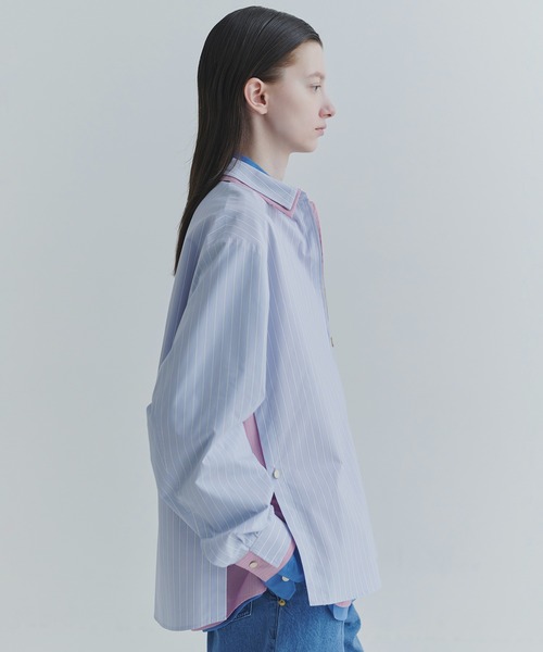 CULLNI(クルニ)の「Stripe Typewriter Layered Long Sleeve Shirt(シャツ/ブラウス・メンズ・ブルー系/ホワイト/ブルー/ライトブルー・2/1/0)」の7枚目の写真