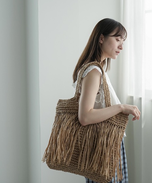 mili an deni(ミリアンデニ)の「フリンジジュートトートバッグ(トートバッグ・レディース・ブラウン/ベージュ・F)」の5枚目の写真