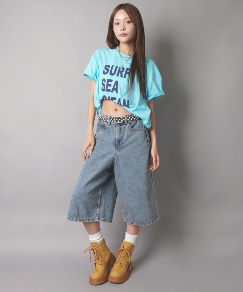 SPINNS(スピンズ)の「カラフル半袖Tシャツ/メッセージロゴ/ストリート女子(Tシャツ/カットソー・レディース・イエロー/ブルー/ブラック/ピンク/オフホワイト・ONESIZE)」の20枚目の写真