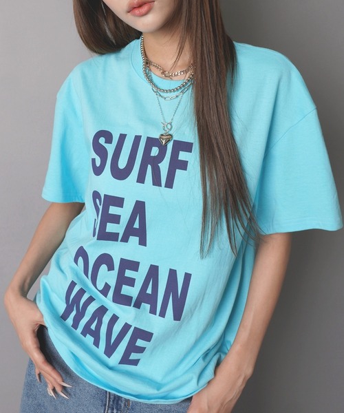 SPINNS(スピンズ)の「カラフル半袖Tシャツ/メッセージロゴ/ストリート女子(Tシャツ/カットソー・レディース・イエロー/ブルー/ブラック/ピンク/オフホワイト・ONESIZE)」の9枚目の写真