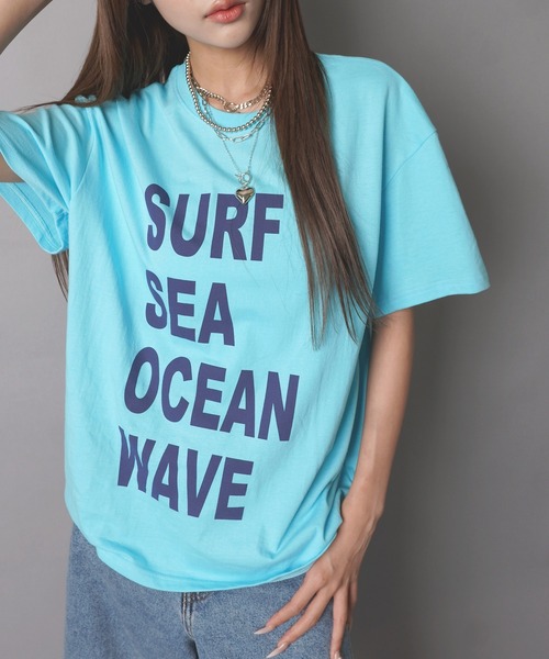 SPINNS(スピンズ)の「カラフル半袖Tシャツ/メッセージロゴ/ストリート女子(Tシャツ/カットソー・レディース・イエロー/ブルー/ブラック/ピンク/オフホワイト・ONESIZE)」の11枚目の写真