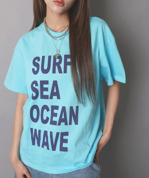 SPINNS(スピンズ)の「カラフル半袖Tシャツ/メッセージロゴ/ストリート女子(Tシャツ/カットソー・レディース・イエロー/ブルー/ブラック/ピンク/オフホワイト・ONESIZE)」の12枚目の写真