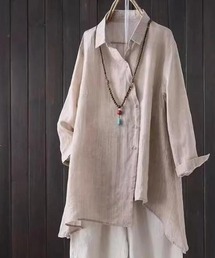 アシンメトリー コットンリネン シャツジャケット